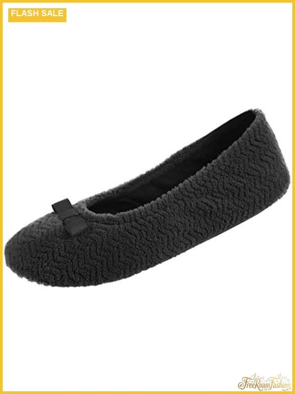 Womens Ballerina Slippers - Micro Terry Slip-On House Shoes Non-Slip Sole